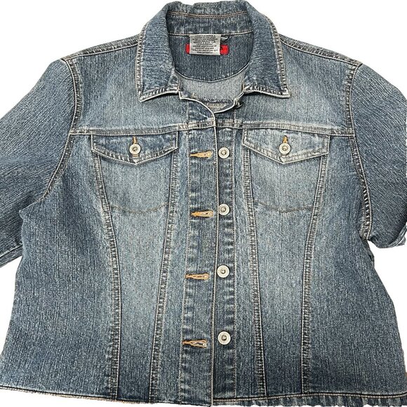 Ladies Santana jean jacket large black white floral motif in back boho lace - Picture 8 of 9